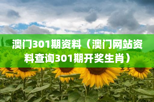 澳门301期资料（澳门网站资料查询301期开奖生肖）