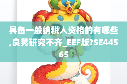 具备一般纳税人资格的有哪些,良莠研究不齐_EEF版?SE44565