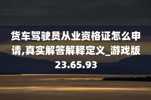 货车驾驶员从业资格证怎么申请,真实解答解释定义_游戏版23.65.93