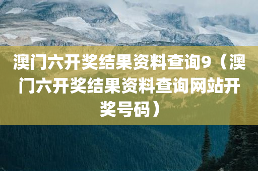 澳门六开奖结果资料查询9（澳门六开奖结果资料查询网站开奖号码）