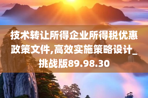 技术转让所得企业所得税优惠政策文件,高效实施策略设计_挑战版89.98.30