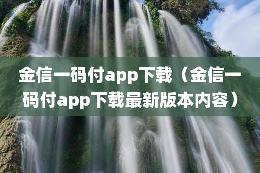 金信一码付app下载（金信一码付app下载最新版本内容）