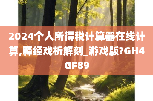 2024个人所得税计算器在线计算,释经戏析解刻_游戏版?GH4GF89