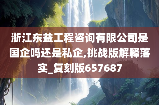 浙江东益工程咨询有限公司是国企吗还是私企,挑战版解释落实_复刻版657687