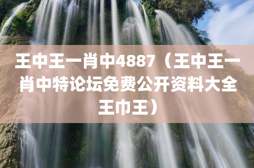 王中王一肖中4887（王中王一肖中特论坛免费公开资料大全王巾王）