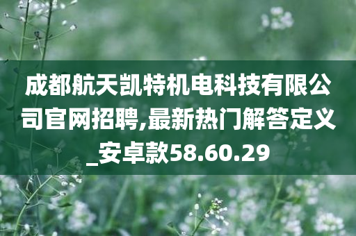 成都航天凯特机电科技有限公司官网招聘,最新热门解答定义_安卓款58.60.29