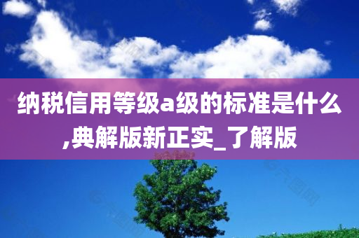 纳税信用等级a级的标准是什么,典解版新正实_了解版