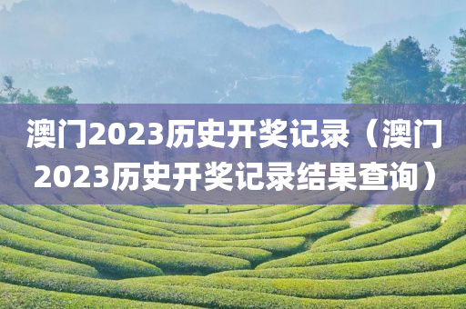 澳门2023历史开奖记录（澳门2023历史开奖记录结果查询）