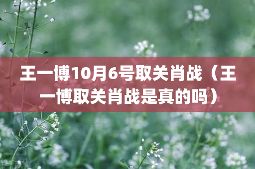 王一博10月6号取关肖战（王一博取关肖战是真的吗）