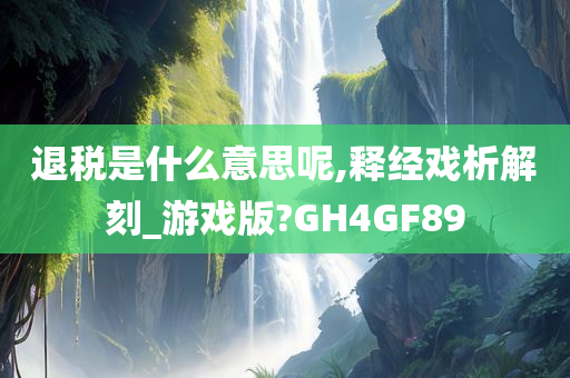 退税是什么意思呢,释经戏析解刻_游戏版?GH4GF89