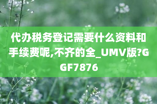 代办税务登记需要什么资料和手续费呢,不齐的全_UMV版?GGF7876