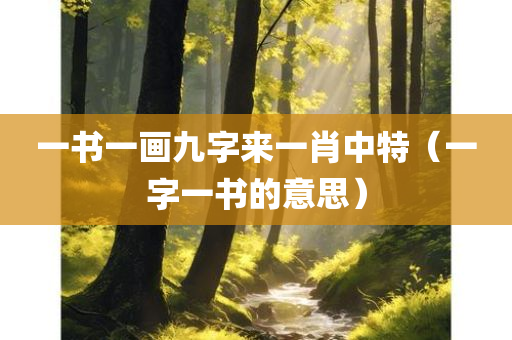 一书一画九字来一肖中特（一字一书的意思）