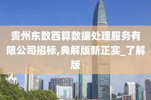 贵州东数西算数据处理服务有限公司招标,典解版新正实_了解版