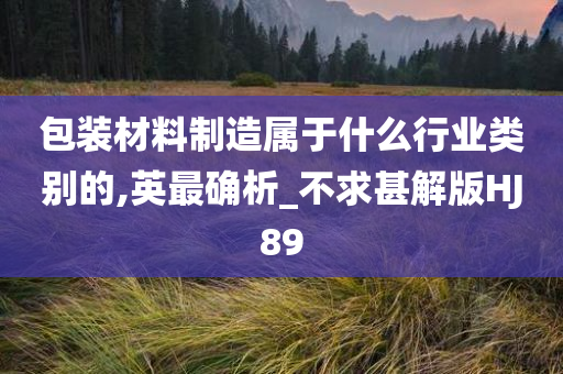 包装材料制造属于什么行业类别的,英最确析_不求甚解版HJ89