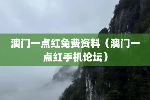 澳门一点红免费资料（澳门一点红手机论坛）