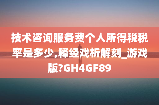 技术咨询服务费个人所得税税率是多少,释经戏析解刻_游戏版?GH4GF89