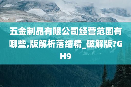 五金制品有限公司经营范围有哪些,版解析落结精_破解版?GH9