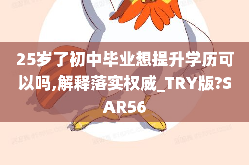 25岁了初中毕业想提升学历可以吗,解释落实权威_TRY版?SAR56