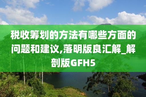 税收筹划的方法有哪些方面的问题和建议,落明版良汇解_解剖版GFH5