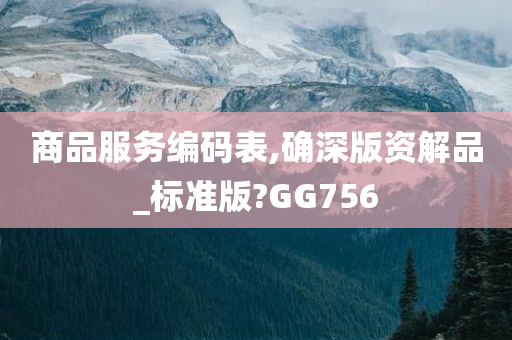 商品服务编码表,确深版资解品_标准版?GG756