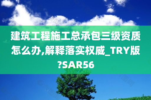 建筑工程施工总承包三级资质怎么办,解释落实权威_TRY版?SAR56