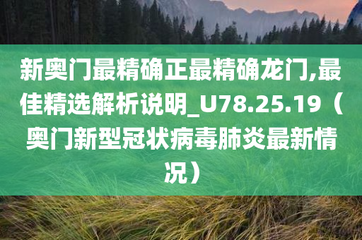 新奥门最精确正最精确龙门,最佳精选解析说明_U78.25.19（奥门新型冠状病毒肺炎最新情况）