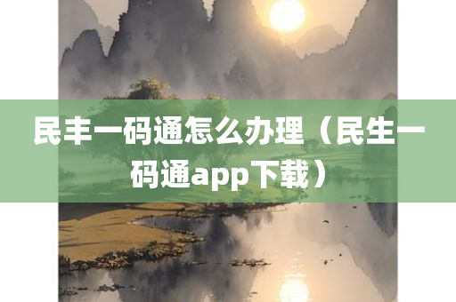 民丰一码通怎么办理（民生一码通app下载）