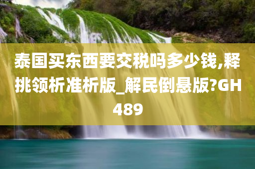 泰国买东西要交税吗多少钱,释挑领析准析版_解民倒悬版?GH489