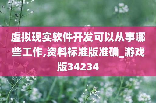 虚拟现实软件开发可以从事哪些工作,资料标准版准确_游戏版34234