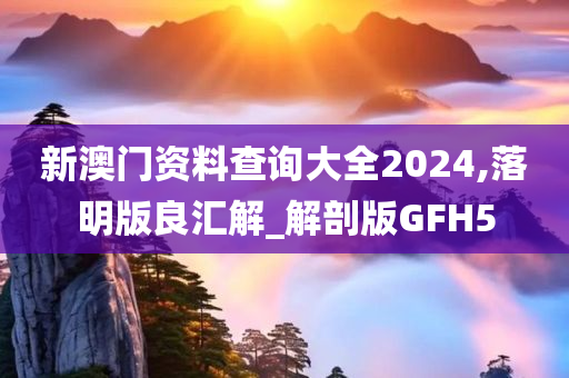 新澳门资料查询大全2024,落明版良汇解_解剖版GFH5