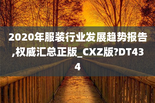 2020年服装行业发展趋势报告,权威汇总正版_CXZ版?DT434