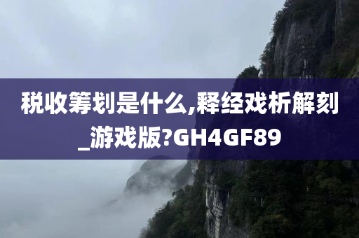 税收筹划是什么,释经戏析解刻_游戏版?GH4GF89