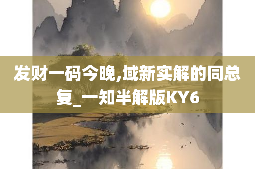 发财一码今晚,域新实解的同总复_一知半解版KY6