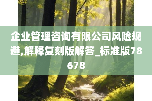 企业管理咨询有限公司风险规避,解释复刻版解答_标准版78678