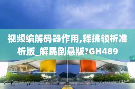 视频编解码器作用,释挑领析准析版_解民倒悬版?GH489