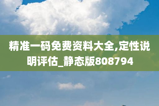 精准一码免费资料大全,定性说明评估_静态版808794