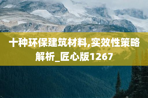 十种环保建筑材料,实效性策略解析_匠心版1267