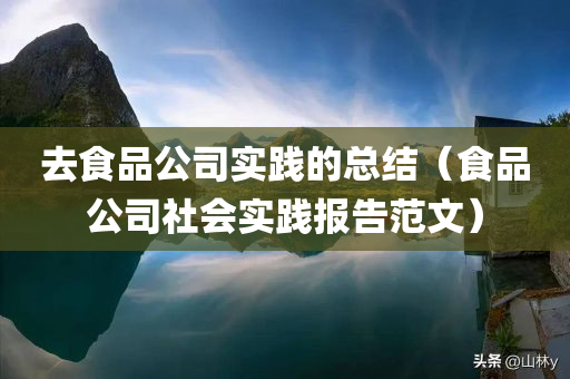 去食品公司实践的总结（食品公司社会实践报告范文）