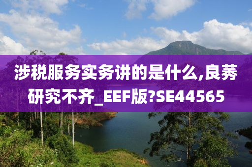 涉税服务实务讲的是什么,良莠研究不齐_EEF版?SE44565