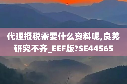 代理报税需要什么资料呢,良莠研究不齐_EEF版?SE44565