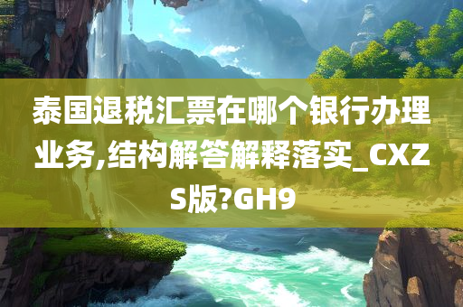 泰国退税汇票在哪个银行办理业务,结构解答解释落实_CXZS版?GH9