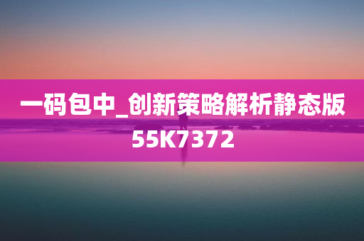 一码包中_创新策略解析静态版55K7372