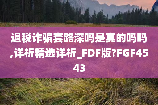 退税诈骗套路深吗是真的吗吗,详析精选详析_FDF版?FGF4543