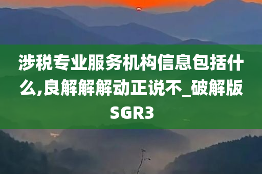 涉税专业服务机构信息包括什么,良解解解动正说不_破解版SGR3