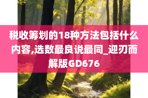 税收筹划的18种方法包括什么内容,选数最良说最同_迎刃而解版GD676