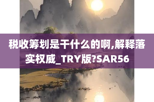 税收筹划是干什么的啊,解释落实权威_TRY版?SAR56