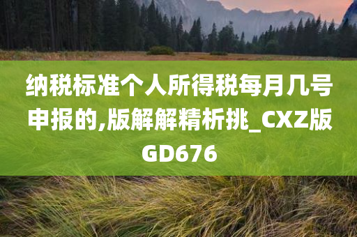 纳税标准个人所得税每月几号申报的,版解解精析挑_CXZ版GD676