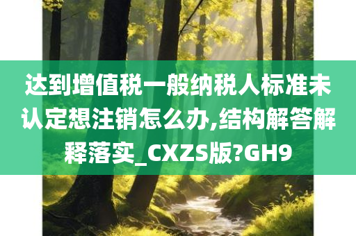 达到增值税一般纳税人标准未认定想注销怎么办,结构解答解释落实_CXZS版?GH9