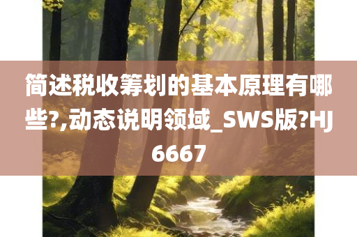 简述税收筹划的基本原理有哪些?,动态说明领域_SWS版?HJ6667