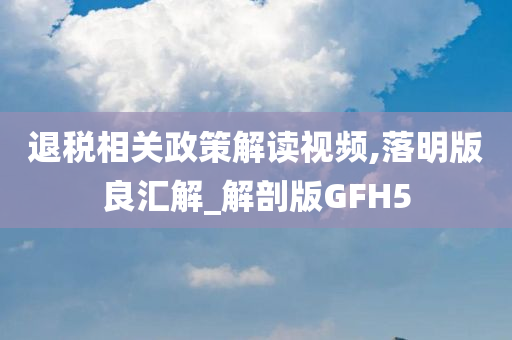 退税相关政策解读视频,落明版良汇解_解剖版GFH5